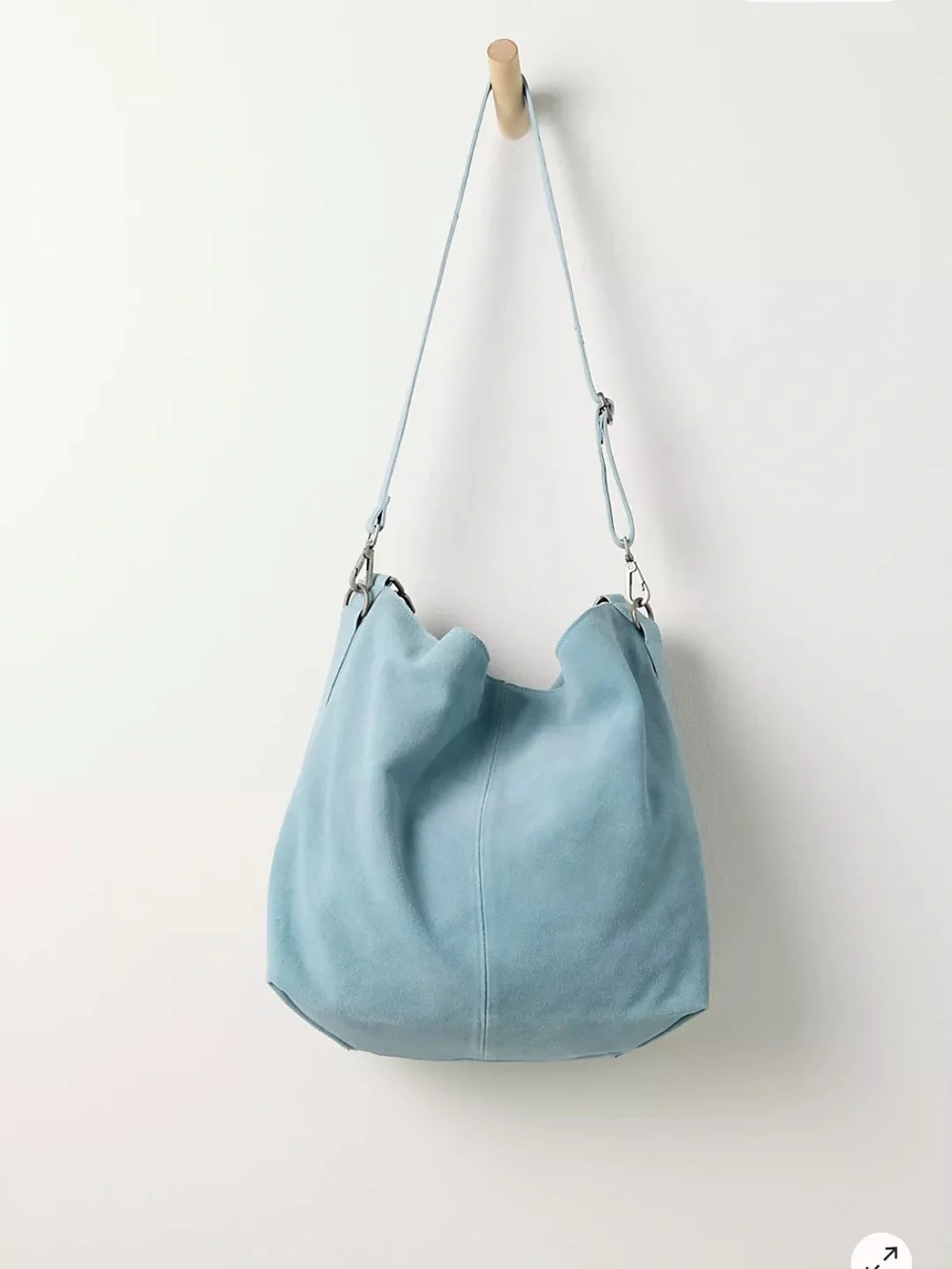 Free People Powder Blue Suede Hobo Bag - Picture 4 of 6